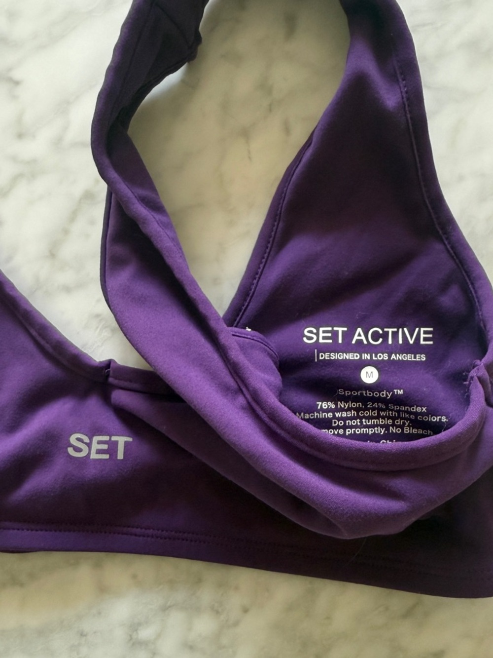 SET Active Sport Body Matching Set: Purple Dip Sports Bra, Legging, size medium - Picture 3 of 7